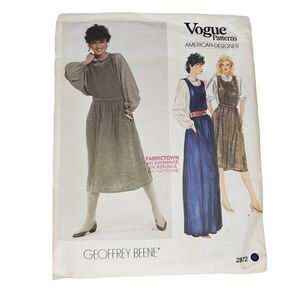 Vintage 90s Vogue Geoffrey Beene Jumper Dress Shirt Pattern 2872 8 Uncut